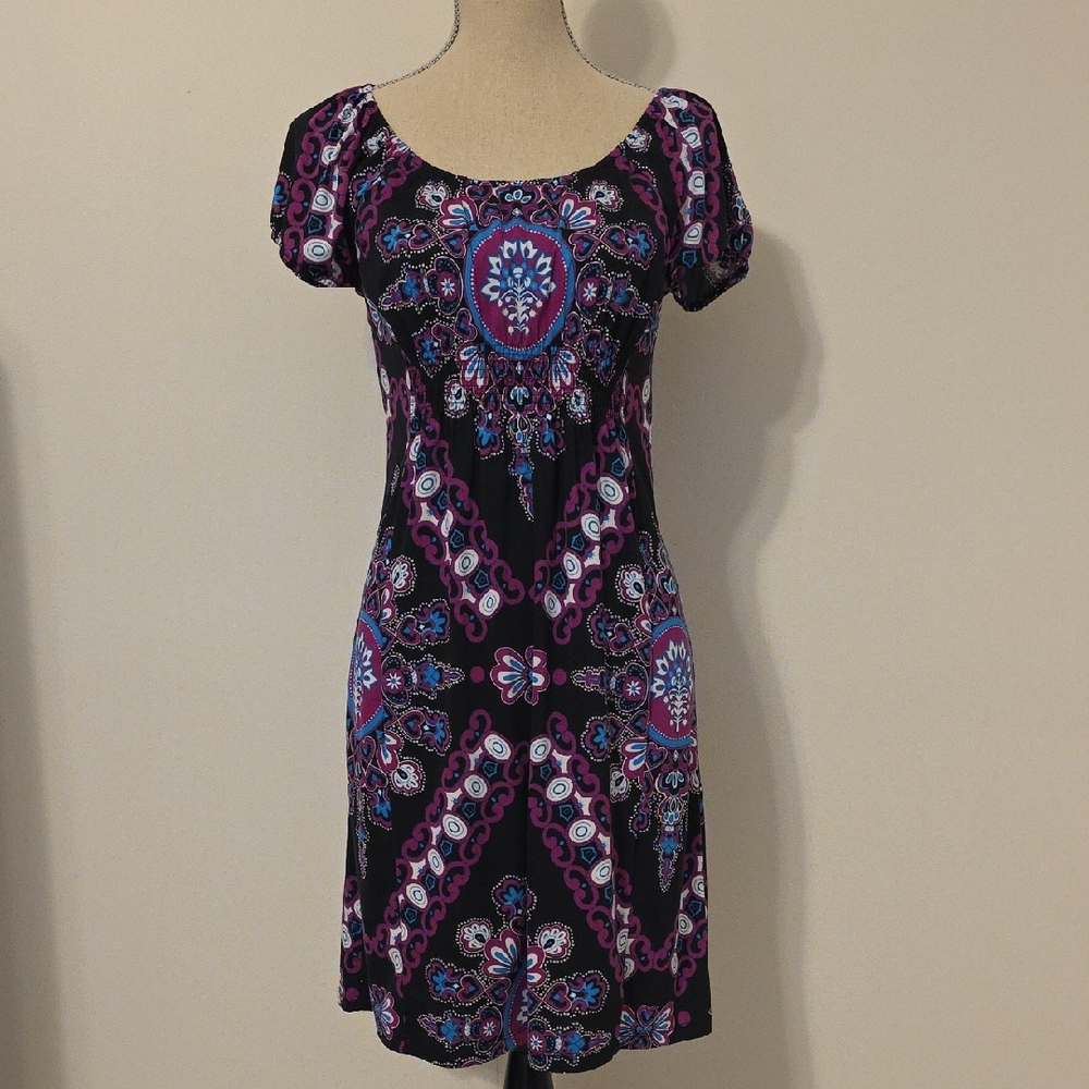 INC International Concepts Black and Purple Dress Size S